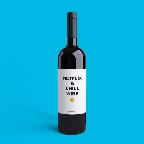 Netflix and chill pojedyncza - etykiety na wino urodzinowe - Winoklejki